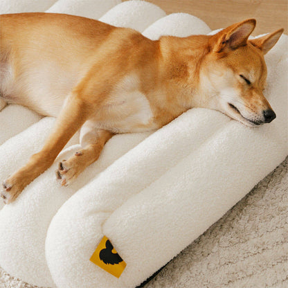 Large Washable Creamy Cozy Flat Dog Beds - Cheesecake
