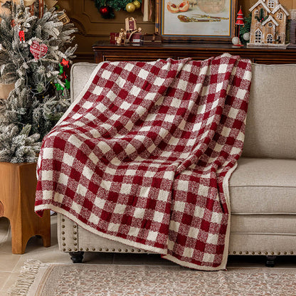 Luxury French Cozy Plush Checkered Sofa Throw Blanket