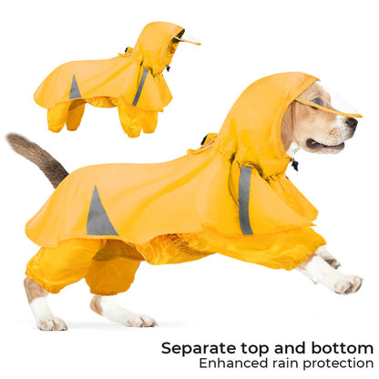 Reflective Windproof And Waterproof Hooded Dog Cape Raincoat